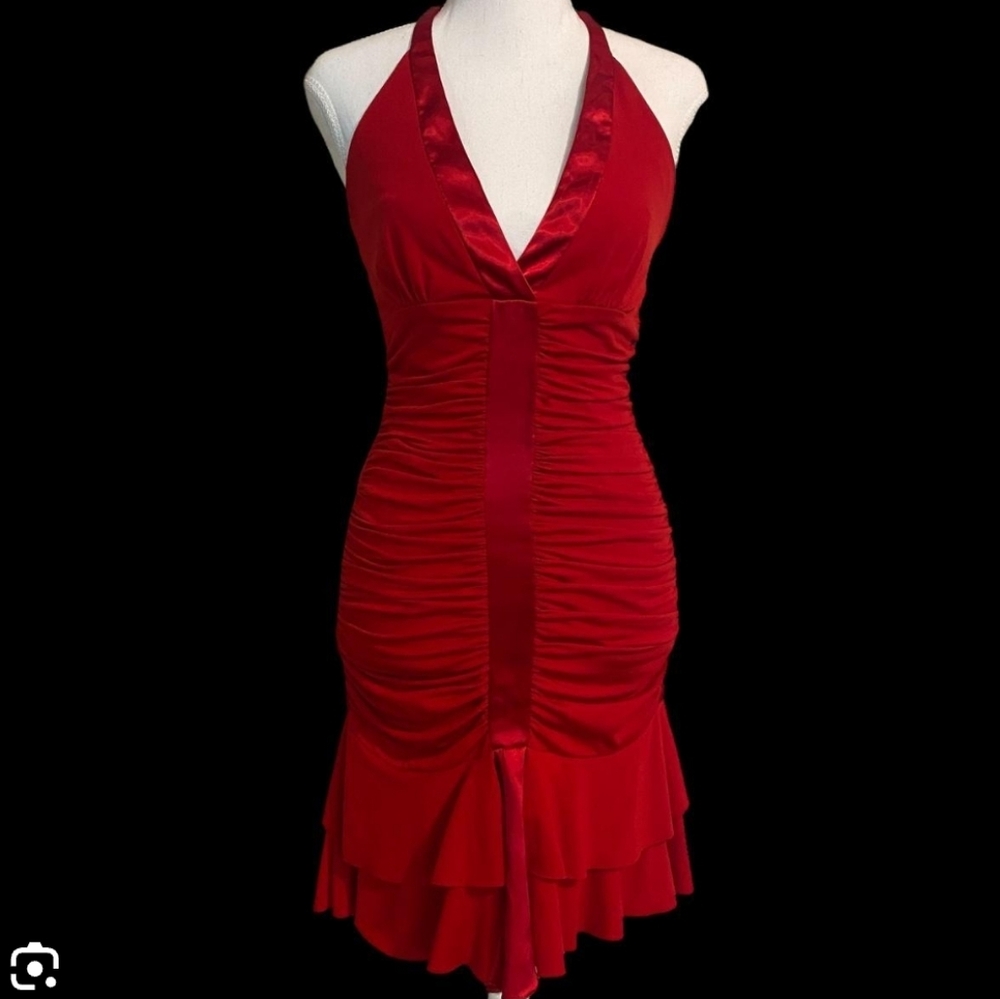Jessica McClintock Vintage Red Halter Dress